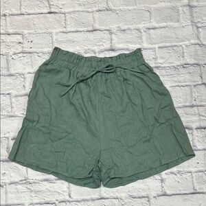 High-Waist Sage Green Drawstring Women's Shorts
